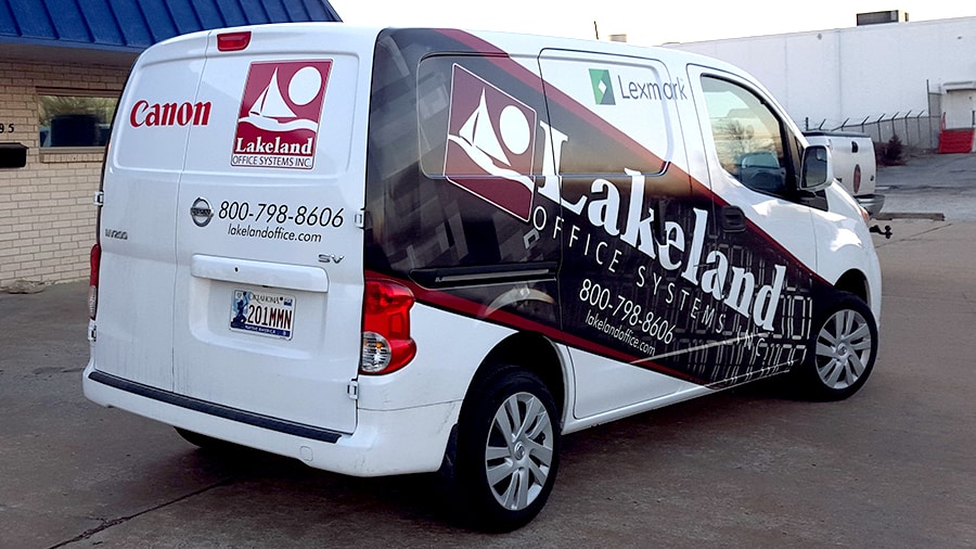 Lakeland Office Systems Nissan NV200 Partial Van Wrap Precision Sign