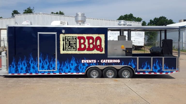 BBQ Fork In the Road Custom Concession Trailer Partial Wrap