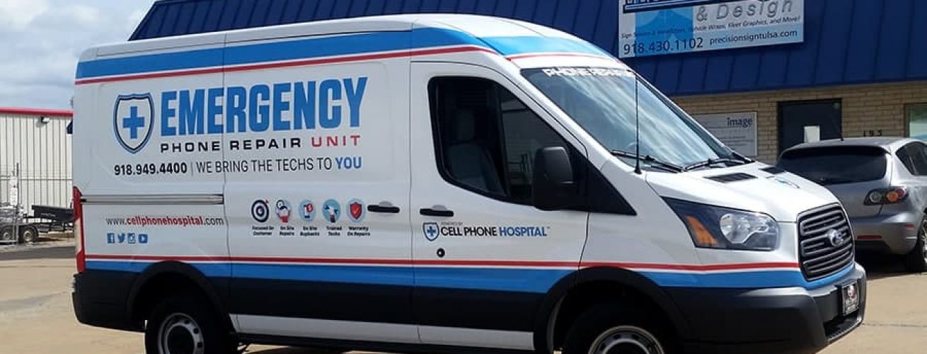 Cell Phone Emergency Hospital Ford Transit Wrap