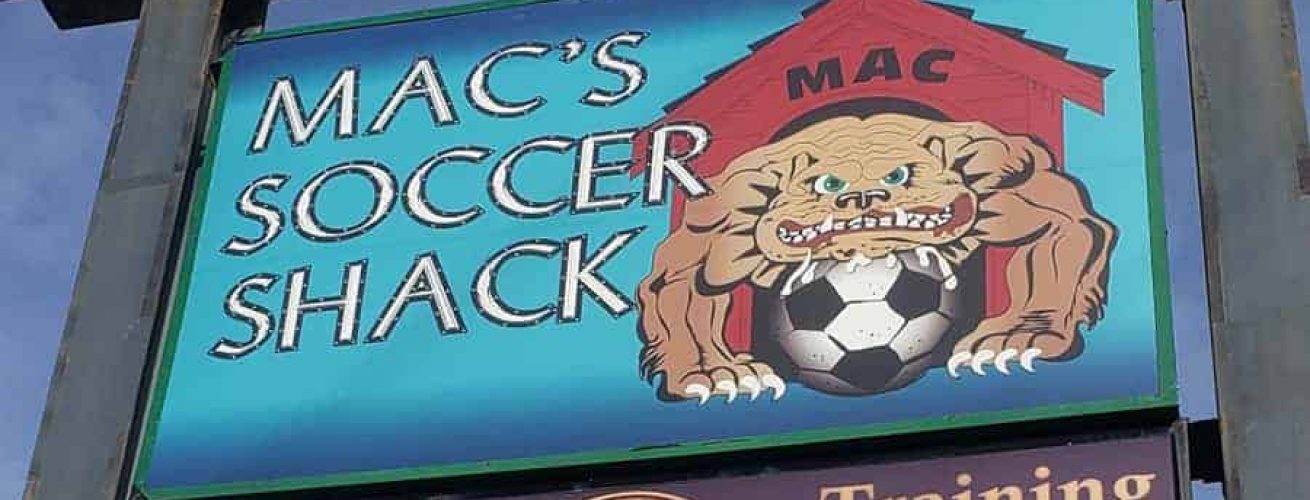 New Mac's Soccer Shack Sign Face